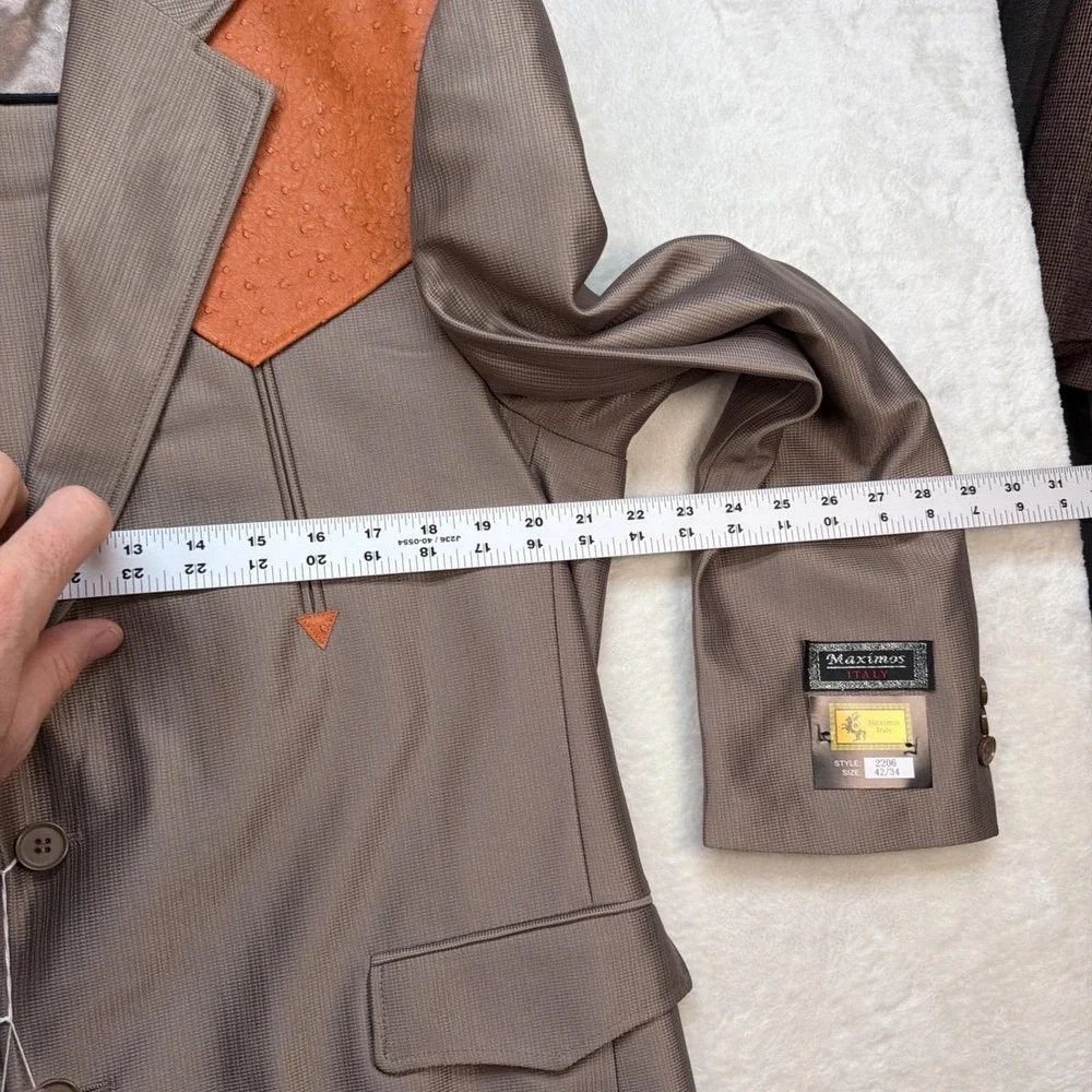 Vintage Western Suit Mens 42R Brown Cowboy Rodeo Stage Rockabilly Nashville NOS